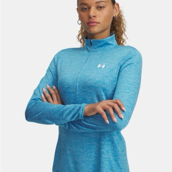 Under Armour Tops - Under Armour Women's Tech Twist Half Zip Heathered Blue Long Sleeve Shirt